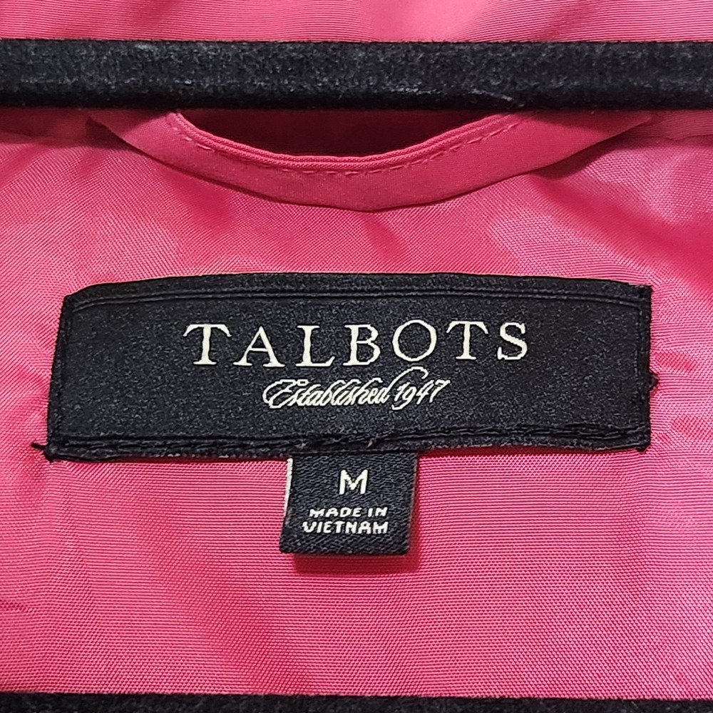 Talbots DOWN FILLED PUFFER VEST WITH FUR TRIM Pink Removable HOOD Medium - Picture 3 of 5